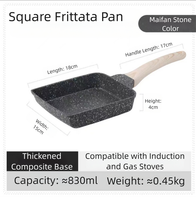 Black Rectangular Non-Stick Frying Pan 19 x 14 x 4cm – product detail