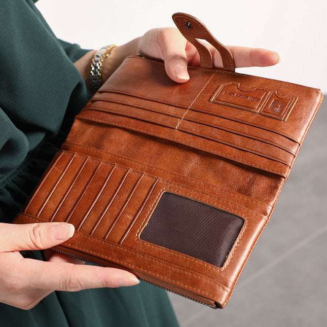 Black Premium Leather Long Wallet Clutch Organizer 19x10x3cm – product detail