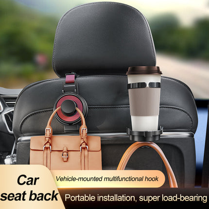 Red 3-in-1 Car Headrest Organizer Hook