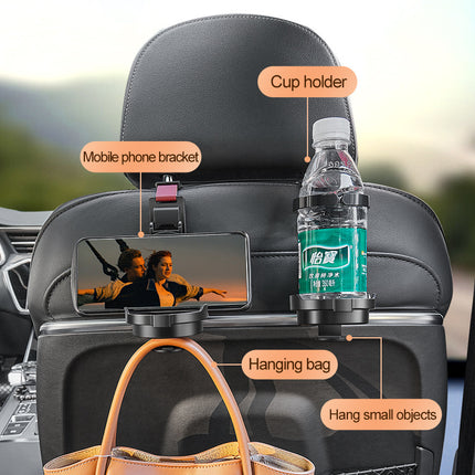 Red 3-in-1 Car Headrest Organizer Hook