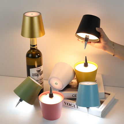 Deep-Blue Cordless Tri-Color Wine Bottle LED Lamp