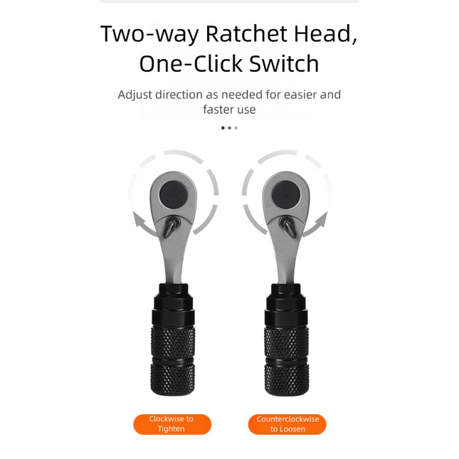 Compact Bicycle Ratchet Tool Kit - Bidirectional Wrench,Magnetic Bits & Tire Levers