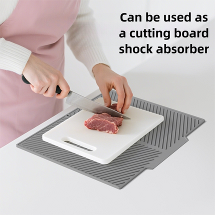 2PC Grey Multi-Use Drain Mat (43x33 cm) – Non-Slip Heat Protection for Dish Drying & Prep