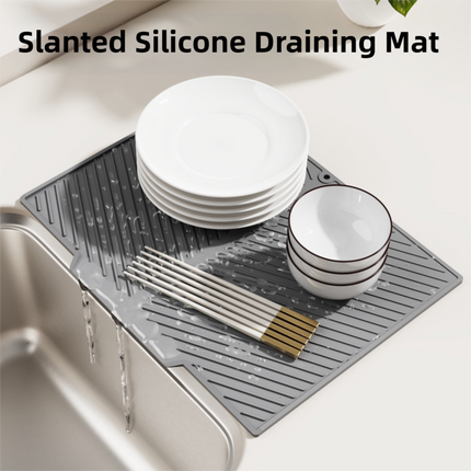 2PC Grey Multi-Use Drain Mat (37x27 cm) – Non-Slip Heat Protection for Dish Drying & Prep