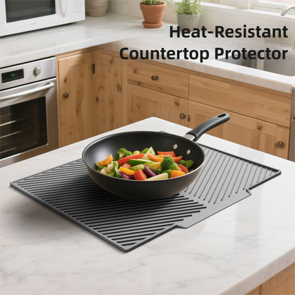 2PC Grey Multi-Use Drain Mat (37x27 cm) – Non-Slip Heat Protection for Dish Drying & Prep