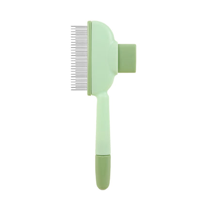 4-Pack Self-Cleaning Pet Brush Set – Stainless Steel Deshedding Slicker Combs (2 Long Pin & 2 Dual Pin) in Green & Yellow Tones
