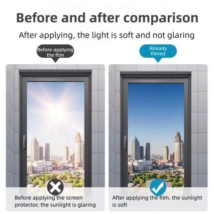 Premium 6-Layer Black Window Film for Home/Office – Reflective One-Way Privacy, 50cm x 2m One Roll, UPF 50+ UV Block,With Full Install Tools