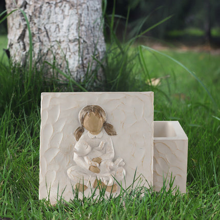 Resin Pet Urn Keepsake Box(8.5*8.5*5.3CM) – Child Hugging Cat Cremation Memorial