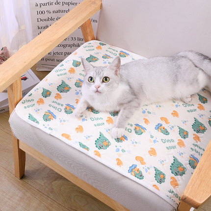 2-Pack Orange Cat Pet Summer Cooling Latex Pad (L Size: 60*45cm) - Breathable Ice Silk & Latex-Filled Dog Bed Cat Sleeping Mat with Non-Slip Base