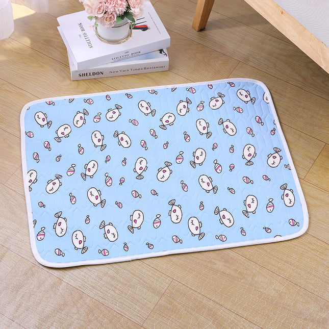 2-Pack Blue Fish Pet Summer Cooling Latex Pad (XL Size: 70*50cm) - Breathable Ice Silk & Latex-Filled Dog Bed Cat Sleeping Mat with Non-Slip Base