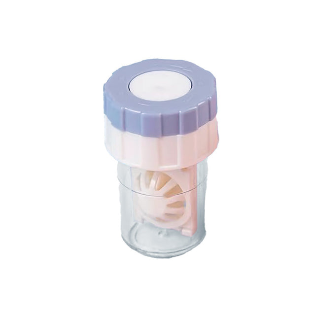 4-PCS Blue Manual Rotation Contact Lens Cleaner Case - Portable Cosmetic Lenses Storage Container & Travel Cleaning Kit
