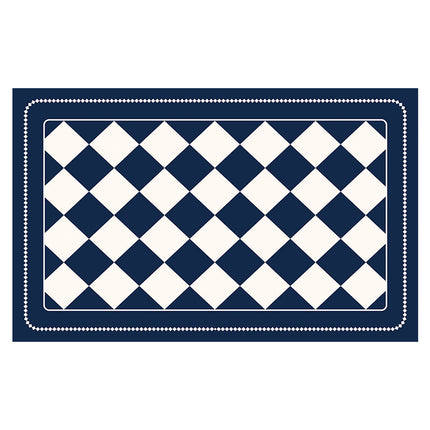 Dark Blue Checkered Design Loofah Texture Shower Mat (50x80cm) - Non-Slip PVC Bathroom Floor Mat, Quick-Draining, Anti-Mould & Massage Pad