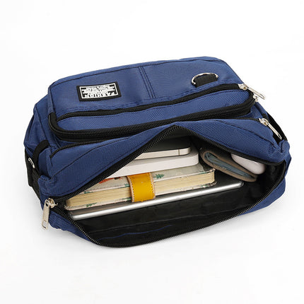 Black Men's Waterproof Oxford Cloth Crossbody Bag - Durable Anti-Theft Shoulder Backpack for Business, Travel & 10-inch Tablet