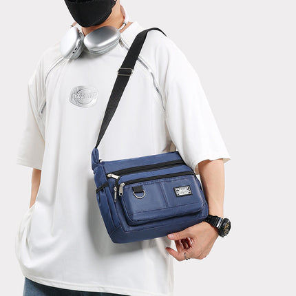 Black Men's Waterproof Oxford Cloth Crossbody Bag - Durable Anti-Theft Shoulder Backpack for Business, Travel & 10-inch Tablet