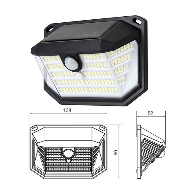 2-Pack Solar Motion Sensor Wall Light(230-Bead LED) -  3 Lighting Modes, IP64 Waterproof, Three-Sided Wide-Angle Lighting for Outdoor Security and Garden Lighting
