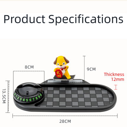 3-in-1 Cute duck Car Dashboard PVC Anti-Slip Mat - 360° Phone Holder & Magnetic Parking Plate, Washable, Non-Marking Grip