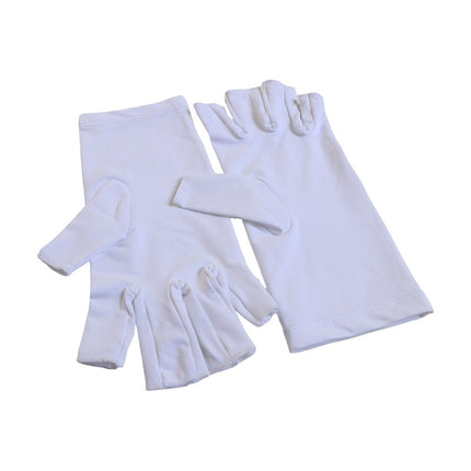 5-Pair White UV Protection Fingerless Gloves for Nail Art Curing and Cycling Sun Protection - Made of Nylon/Spandex, Manicure Hand Care