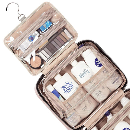 Pink Large Capacity Hanging Toiletry Bag for Women(30.5 x 22.5 x 12 cm) - Checked Pattern Waterproof Cosmetic Organizer, Dry/Wet Separation & Multi-Compartment