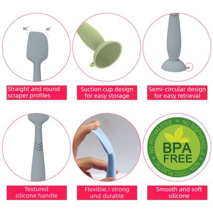 4-Pack Blue Large Silicone Ointment Applicator Spatulas(16.5 CM x 3.8 CM) - Cream Spreader with Suction Base, Hygienic & Precise