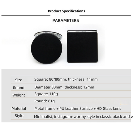 4-Pack White Jumbo Square Folding Compact Mirror(8X8CM) - Men's Shaving & Women's Makeup Mirror, PU Leather Cover & High-Definition Glass Lens