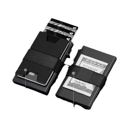 2-Pack Grey Metal Thin Slim Men Women Pop Up Wallet (10.1 x 6.9 x 1.7 cm) - RFID Anti-theft Card Holder with box