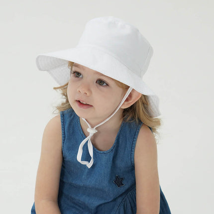 2-Pack White Kids Sun Hat and Travel Beach Fisherman Cap(M Size for Head Circumference 52-54) - Breathable UV Protection Cap