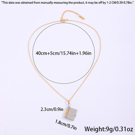 Gold Titanium Steel Fading-Resistant Envelope Locket Necklace - Openable Love Letter Pendant for Couples