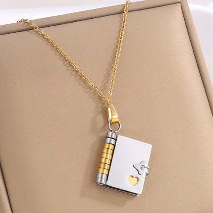 Gold-Sliver Titanium Steel Fading-Resistant Envelope Locket Necklace - Openable Love Letter Pendant for Couples