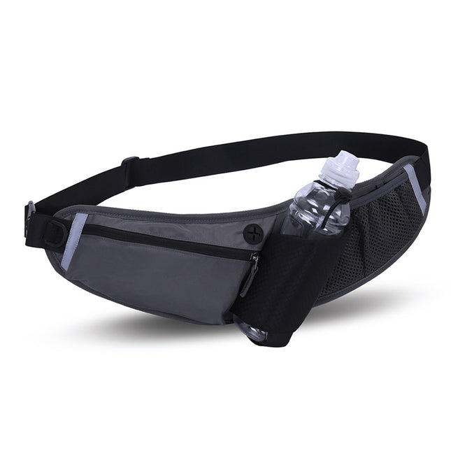 Black Adjustable Large Capacity Outdoor Sports Running Waist Pack(Waistline 70-160CM) - Multifunctional Marathon Pouch With Water Bottle Holder & Headphone Exit