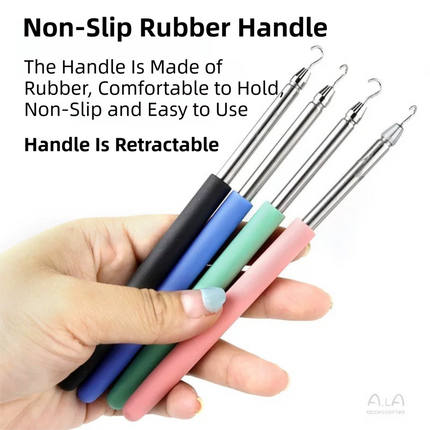 2-Pack Green Jewelry Fastener Helper Tool - Quick Bracelet & Fine Chain Wearer Aid With Telescopic Titanium Steel Hook