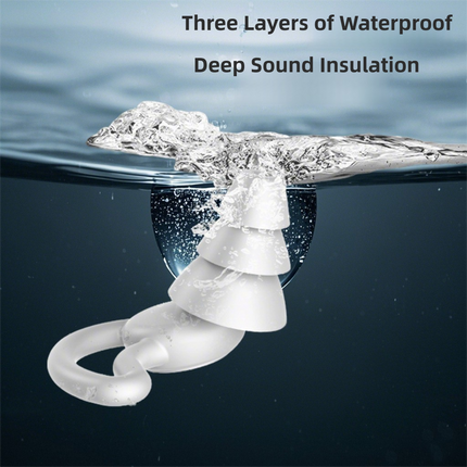 2-Pairs Blue Noise Reduction Silicone Ear Plugs for Swimming, Sleep, and Study - Waterproof Reusable Sound Blocking Earplugs