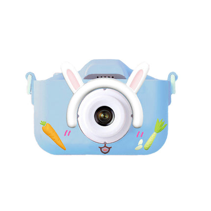 X2 Blue Single Lens Kids Carrot Bunny Digital Camera - Multi-Functions With 20MP Interpolation, Photo & Multiple Filters, 1080P Video and Game