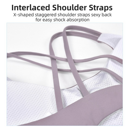 S Size White Elegant Sexy Criss-Cross Back Sports Bra for Women - High Support & Anti-Shock, Wire-Free Yoga Crop Top with X-Shape Fine Strap