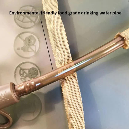 Outdoor Khaki 2L Hydration Bladder for Running & Cycling - Eco-Friendly PEVA Material Water Reservoir Pack Insert with Bite Valve & 93CM Water Pipe