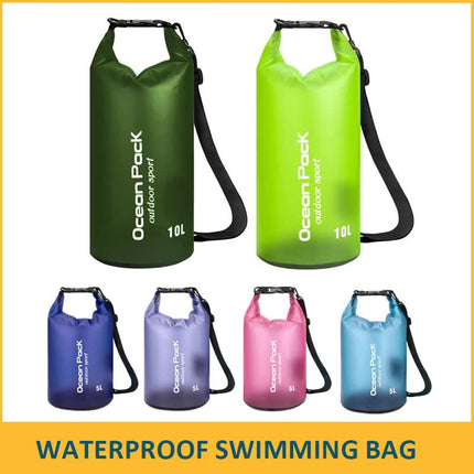 Black 5L PVC Waterproof Swimming Bag Bonus with Waterproof Phone Pouch - Roll-Top Floating Dry Gear Bags for Beach, Kayaking & Outdoor Sports