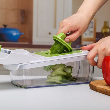 18-Piece Black Multi-Function Vegetable Chopper & Slicer Set - Rotary Grater with 5 Muti-Style Stainless Steel Blades for Home Kitchen