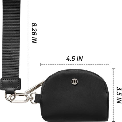 Black Grey Women's Ultralight Fashion Nylon Wristlet Pouch Set - Portable Mini Coin Purse & Key Holder Wallet