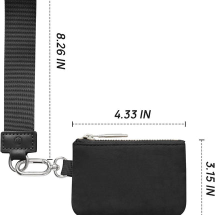Pink Beige Women's Ultralight Fashion Nylon Wristlet Pouch Set - Portable Mini Coin Purse & Key Holder Wallet