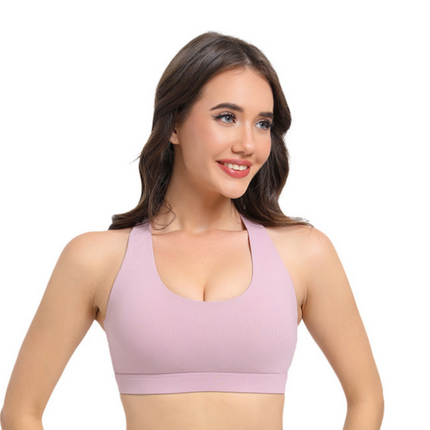 2-Pack Pink High-Support Shockproof Sports Bra(S Size) - Women's Backless Yoga Running Vest with Naked-Feel Comfort (Padded & Wire-Free)