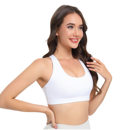 2-Pack White High-Support Shockproof Sports Bra(M Size) - Women's Backless Yoga Running Vest with Naked-Feel Comfort (Padded & Wire-Free)