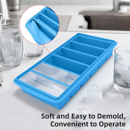 2-Packs Green 6-Grid Extra Long Silicone Ice Cube Tray - Easy Release Reusable Food Grade Mold for Whiskey, Cocktails & Commercial Use