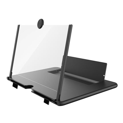 Black 16-Inch Ultra-Clear Portable Retractable HD Mobile Phone Screen Magnifier - Eye Protection Fresnel Lens Projector, with Built-in Phone Holder & Adjustable Base