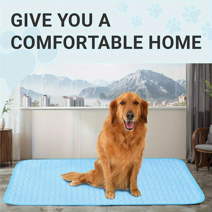 Blue Pet Summer Ice Silk Cooling Mat - Breathable Latex Sleep Pad for Dogs & Cats (40*30cm)