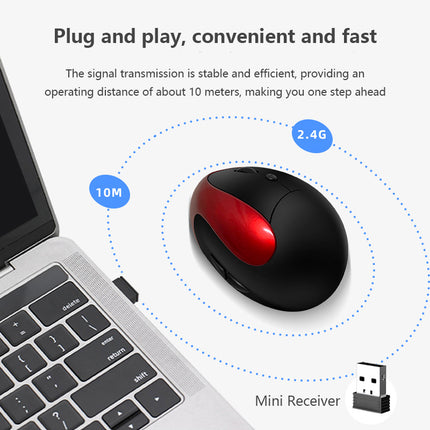 Blue 3rd Gen Vertical Wireless Mouse with USB-C Charging - Ergonomic 2.4G Silent Click Design for Office and Laptop Use