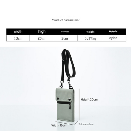 Black Men's & Women's Nylon Crossbody Phone Bag - Multi-purpose Splash-proof Shoulder Pouch for Travel & Daily Use