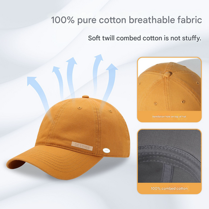Beige Premium Pure Cotton Quick-Dry Baseball Cap - Outdoor Sports & Camping Sun Hat, Adjustable Fit(59-65cm)