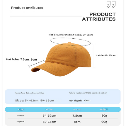 Beige Premium Pure Cotton Quick-Dry Baseball Cap - Outdoor Sports & Camping Sun Hat, Adjustable Fit(59-65cm)