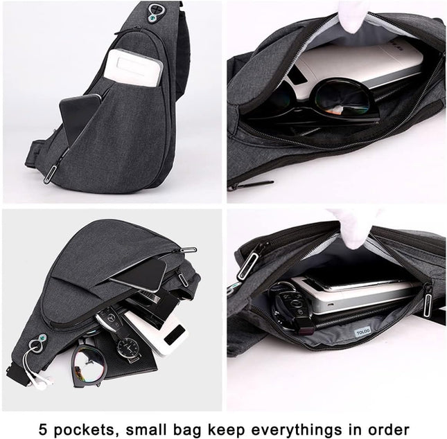 Blue on the right shoulder New Men's Reflective Crossbody Sling Bag - Casual Commuter Shoulder Chest Pack for Daily Essentials