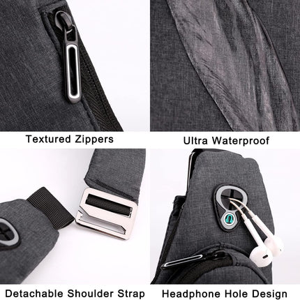 Black left shoulder New Men's Reflective Crossbody Sling Bag - Casual Commuter Shoulder Chest Pack for Daily Essentials