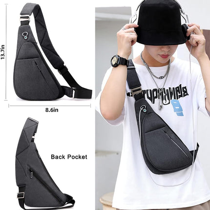 Black left shoulder New Men's Reflective Crossbody Sling Bag - Casual Commuter Shoulder Chest Pack for Daily Essentials